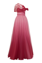 Asymmetric Ombre Tulle Gown